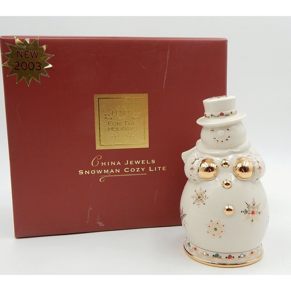 Lenox China Jewels Snowman Cozy Lite 6238190 Christmas Candlelight Luminary